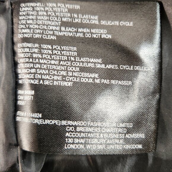 Bernardo Jacket Womens Small Black Bomber Military Full Zip Boho Coat Pockets - Picture 13 of 14